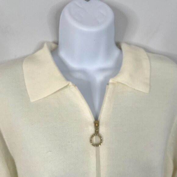 Vintage Luxe 360 Womens Quarter Zip Sweater SOFT XL Ivory Long Sleeve Pullover - Picture 5 of 10